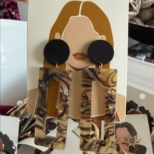 Black and Brown Geometric Earrings